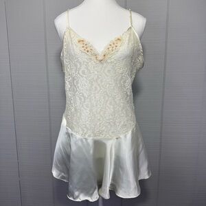 Vintage Cinema Etoile Lingerie Nightgown Dress Sheer Floral Lace White Bridal
